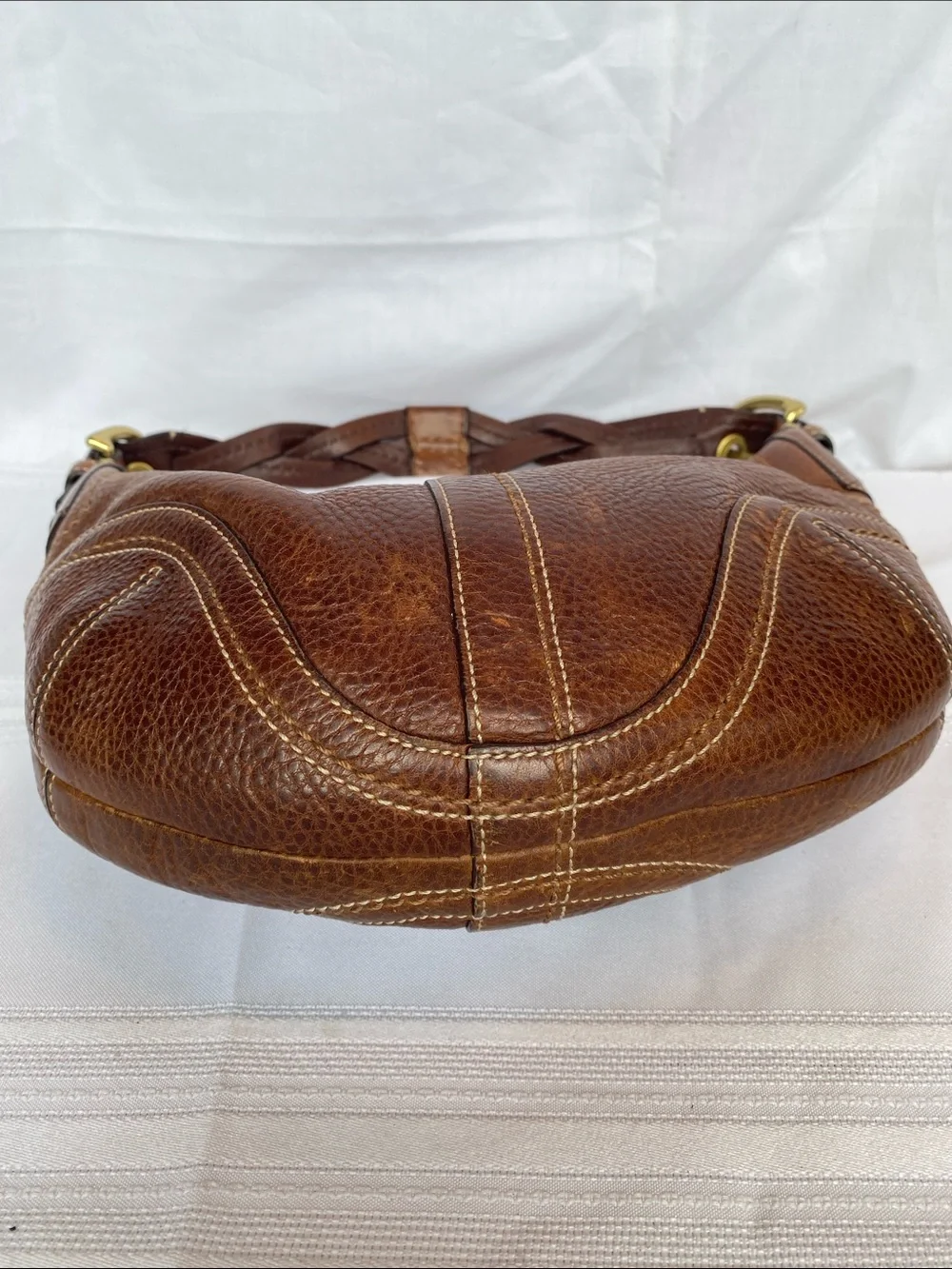 Coach 10042 Tobacco Pebbled Brown Soho Dylan Leather Shoulder Hobo Bag
